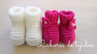 Patucos o botitas para bebé en dos agujas Talla 6 meses Paso a paso para principiantes [upl. by Eednyl135]