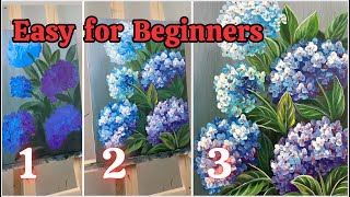 StepbyStep for Beginners  Hydrangeas Painting [upl. by Inesita700]