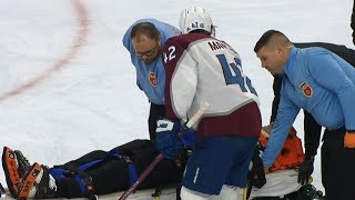 Josh Manson Collides With Referee Mitch Dunning [upl. by Enidlarej]