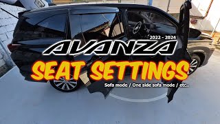 Avanza 2024 Seat SettingConfiguration  Sofa mode and more [upl. by Jolynn]