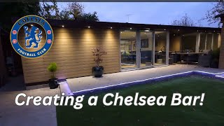 Garden Room Bar for a Chelsea fan Games Room full build [upl. by Onig219]