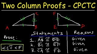 CPCTC Geometry Proofs Made Easy Triangle Congruence  SSS SAS ASA amp AAS Two Colmn Proofs [upl. by Ross965]