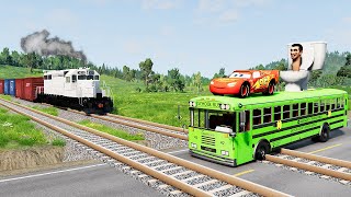 TRANSPORTING PIXAR CARS amp FRUITS WITH COLORED amp JOHN DEERE vs CLAAS vs TRACTORS  BeamNGdrive 962 [upl. by Retrop73]