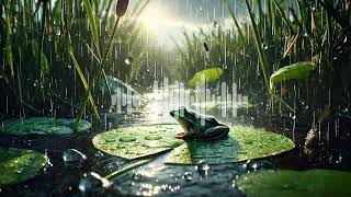 Rain and Frog Sounds with Music Background for Relaxing [upl. by Carper]