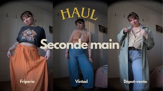 Haul  Seconde main  try on friperie vinted dépôt vente [upl. by Yelrebmyk]