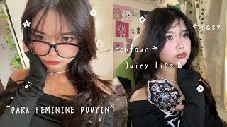 DARK FEMININE DOUYIN MAKEUP with products 🎀🎀 [upl. by Hilten]