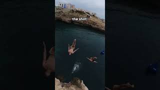 Balcony in Italy 🤝 two divers 🟰 epic shot🤩 shorts [upl. by Huberty]