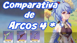 COMPARATIVA DE ARCOS 4 ESTRELLAS PARA GANYU  Genshin Impact [upl. by Einolem610]