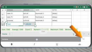 Change Font Size in Excel Android App [upl. by Gautier]