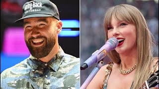 Travis Kelce Sweetly Points to Taylor Swift and Himself in Cute Moment During Lover at London Show [upl. by Helsa]