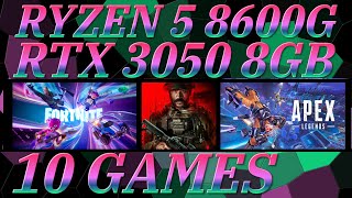 RTX 3050 8GB and Ryzen 5 8600G  10 Games FPS Test [upl. by Yesac]