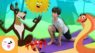 YOGA PARA NIÑOS  El saludo al sol y las posturas de los animales  Recopilación [upl. by Artenal]