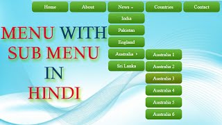 How to create Dropdown Menu with Submenus in Html and CSS Hindi [upl. by Marvel]