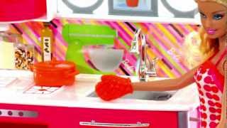 Barbie Dollhouse Toys  Kitchen Set Toy Video Review [upl. by Aivyls]