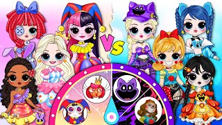 Battle Elsa Barbie amp Wednesday Poppy Playtime 3 or Digital Circus  DIY Paper Dolls Fashion [upl. by Ernesta220]