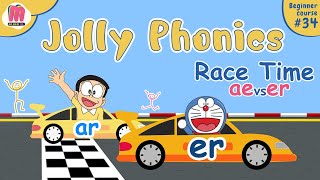 Jolly Phonics Diagraphs  AE vs ER Digraph Race Challenge [upl. by Sandon]