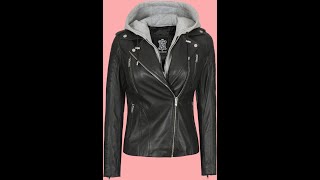 fjackets Leather Jackets For Women Removable Hood amp Bomber Real Lambskin Leather Jacket Womens [upl. by Yanehs347]