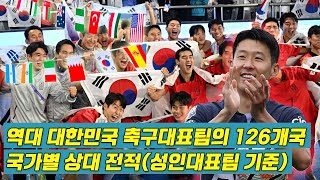 역대 대한민국 축구대표팀의 국가별 상대 전적 총 126개국  2023년 11월 16일 성인대표팀 기준 [upl. by Tteve]