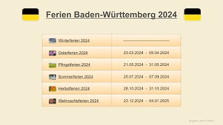 Ferien Baden Württemberg 2024 [upl. by Harutak]