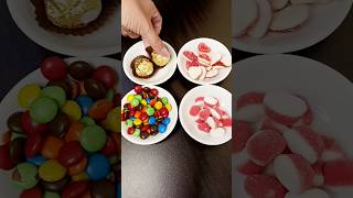 Saucers of gummy candies mampm chocolates and Ferrero Rocher shorts oddlysatisfying [upl. by Aihsital641]