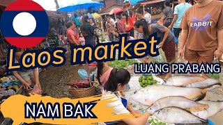 Laos food Nam Bak morning market Luang Prabang laosfood laosmarket [upl. by Fabiolas]