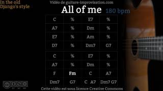 All of Me 180 bpm  Gypsy jazz Backing track  Jazz manouche [upl. by Atelokin]