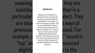 Allophones amp Example linguistics englishlinguistics phonology phonetics languageandlinguistics [upl. by Shirlene]