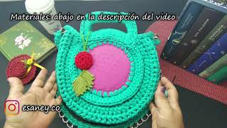 👜 Bolso de TRAPILLO redondo con ASA CROCHET BAG  ✅  Especial 1000 Suscriptores  esaney 🥰 [upl. by Whatley]