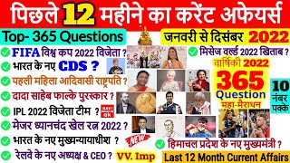 January To December 2022 Current Affairs Marathon  Last 12 Month Varshiki Current Affairs Gk Trick [upl. by Rufina761]