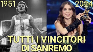 ANGELINA MANGO e TUTTI I VINCITORI DEL FESTIVAL DI SANREMO DAL 1951 AL 2024  Vince La Noia Mengoni [upl. by Ahseenak]