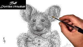 Sketch Drawing a Mouse in a Dress with a BIC Biro Pen  Amazing Scribble Art Technique  Real Time [upl. by Remsen315]