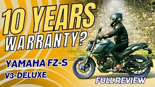 YAMAHA FZS V3 Deluxe Detailed Ride Review नेपालीमा 10 Years FI Warranty  Bikealsike [upl. by Epolenep]