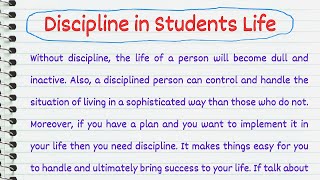 Essay on Discipline in Students Life [upl. by Hametaf]