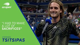 Stefanos Tsitsipas OnCourt Interview  2021 US Open Round 1 [upl. by Anyrb]