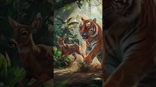 quotAdorable Deer and Tiger Play Together in the Jungle 🦌🐅🌿quot cute chicken cat [upl. by Mackenzie]