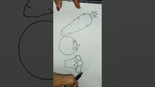 Vegetables drawing 🥦🥕🍆🍅shortvideo easydrawvegtable drawingsofia art amp craft [upl. by Cy620]