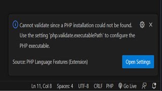 cannot validate since a php installation could not be found use setting phpvalidateexecutablepath [upl. by Roumell778]