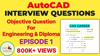 AutoCAD Interview Questions and Answers  Autocad objective questions with answer  Episode 1 [upl. by Arias]