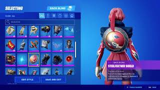 Antheia  Fortnite Outfit Skin Ingame with quotSteelfeather Shieldquot and all Variants [upl. by Kelda]