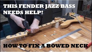 How to Fix a Bow in a Fender Jazz Bass Neck with Clamps and a little Persuasion [upl. by Leirud]