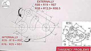 TANGENCY PROBLEMS IN TECHNICAL DRAWINGS AND ENGINEERING [upl. by Drarreg261]