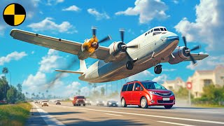 Plane Emergency Landing on Highway and other Accidents 😱 BeamNGDrive [upl. by Anrahs]