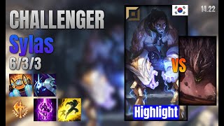 CHALLENGER Top Sylas vs Malphite lol KR solo rank Highlight 1422 [upl. by Erastus84]