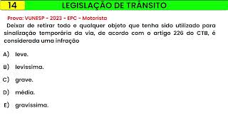 14  LEI DE TRÂNSITO  VUNESP  2023  EPC  Motorista [upl. by Anuait]