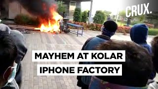 Angry iPhone Factory Employees In Karnatakas Kolar Destroy Equipment Over Unpaid Salaries CRUX [upl. by Orodoet]