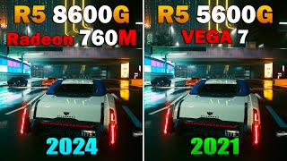 Ryzen 5 8600G vs Ryzen 5 5600G Radeon 760M vs Vega 7  Test in 8 Games 1080p [upl. by Aidam]