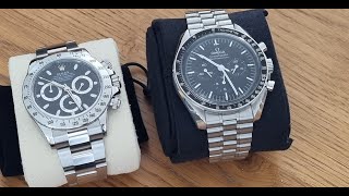 Omega Speedmaster Moonwatch vs Rolex Daytona Cosmograph [upl. by Humbert]