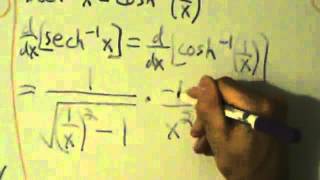 Calculus I  Derivative of Inverse Hyperbolic Secant Function arcsechx  Proof [upl. by Norrahs]