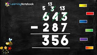 Subtraction of 3 digit numbers with borrowing [upl. by Eilloh]