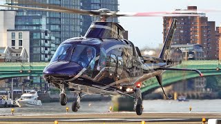 Luxurious Leonardo Agusta Westland AW109 SP Grand New  Landing and take off at London heliport [upl. by Eugatnom]